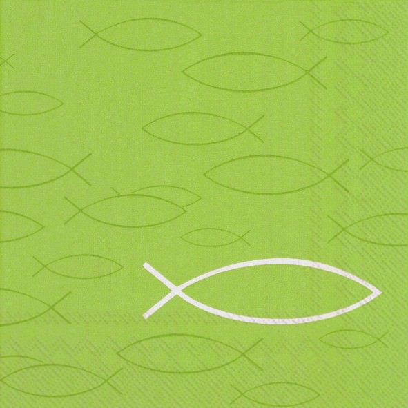 Partytischdecke.de | IHR Serviette 33x33 PEACEFUL FISH light green