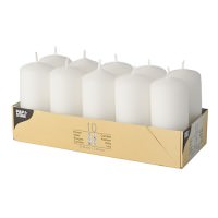 Partytischdecke.de | Stumpenkerzen Ø 4 x 9 Weiss 10er Pack