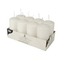 Partytischdecke.de | Stumpenkerzen Ø 5 x 10 weiss 8er Pack