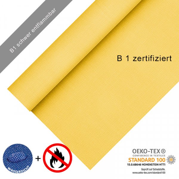 Partytischdecke.de | Tischdecke Fire Selection, B1 zertifiziert, 1,20 x 25 m gelb