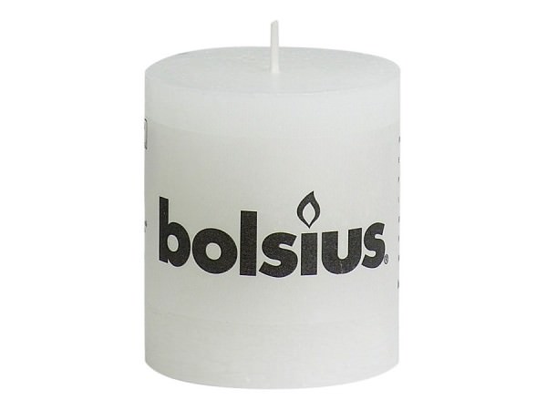 Partytischdecke.de | Kerze Bolsius Rustic Ø 6,8 x 8 cm weiss