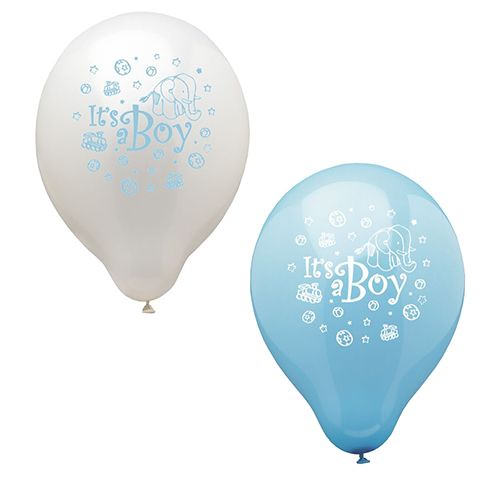 Partytischdecke.de | Luftballons Ø 25 cm blau+weiss "It's a boy" 12 Stück