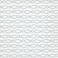 Servietten 33x33 weiss, Fische silber 20 Stück Servietten 33x33 weiss, Fische silber 20 Stück