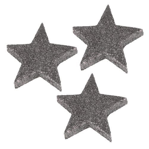 Partytischdecke.de | Deko-Accessoires Ø 60 x 9 mm silber Glitter Stars 12 Stück