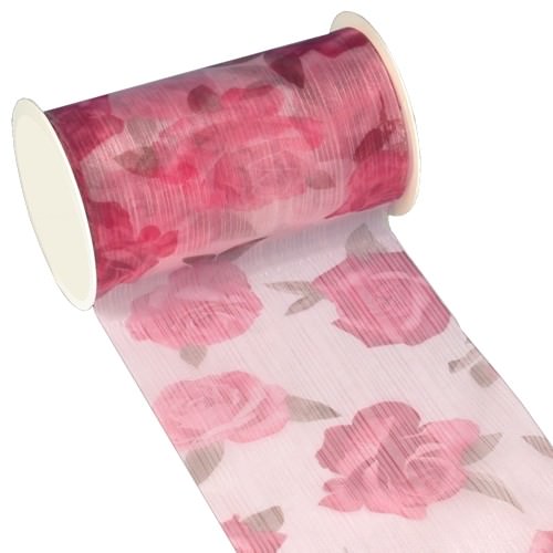 Partytischdecke.de | Tischband Textill 11 cm x 5 m rosa Roses