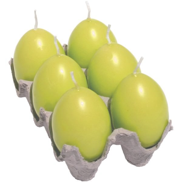 Partytischdecke.de | Eika Kerze, pistazie glatt Osterei H62 x Ø 43 mm, 6er Steige