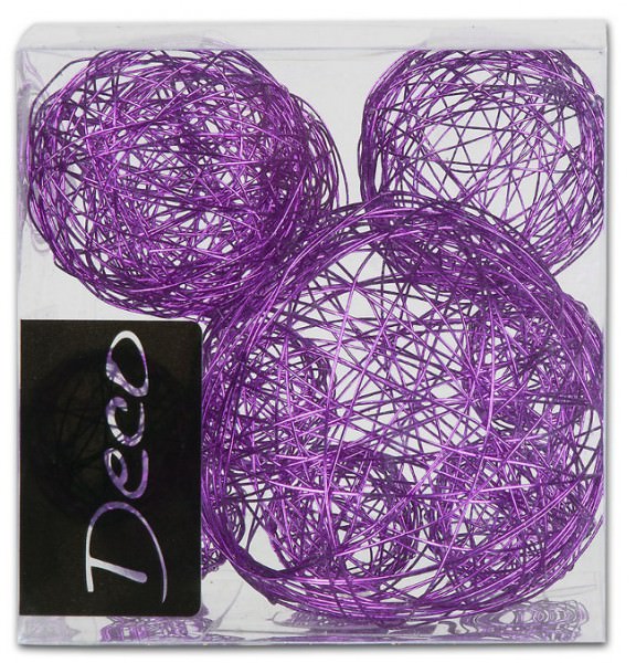 Partytischdecke.de | Drahtbälle Set 10 tlg. violet in Klarsichtbox