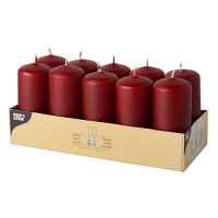 Partytischdecke.de | Stumpenkerzen Ø 4 x 9 Bordeaux 10er Pack