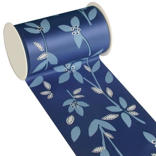 Partytischdecke.de | Tischband Textill 11 cm x 3 m blau Leaves