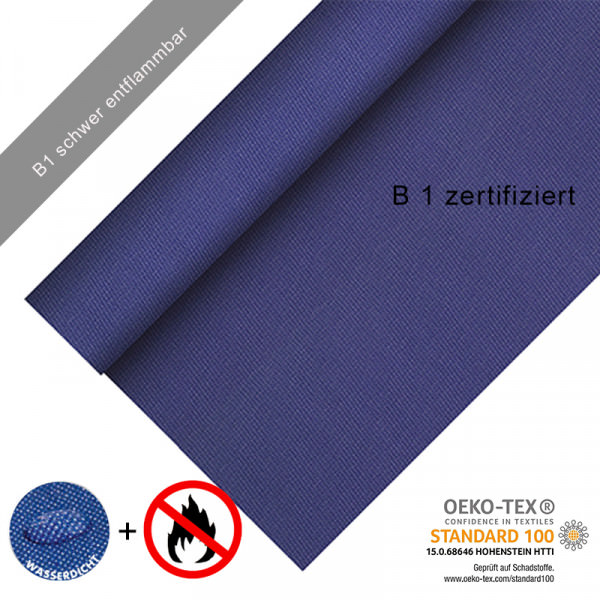 Partytischdecke.de | Tischdecke Fire Selection, B1 zertifiziert, 1,20 x 25 m royalblau