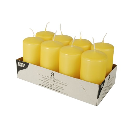 Stumpenkerzen Ø 5 x 10 gelb 8er Pack