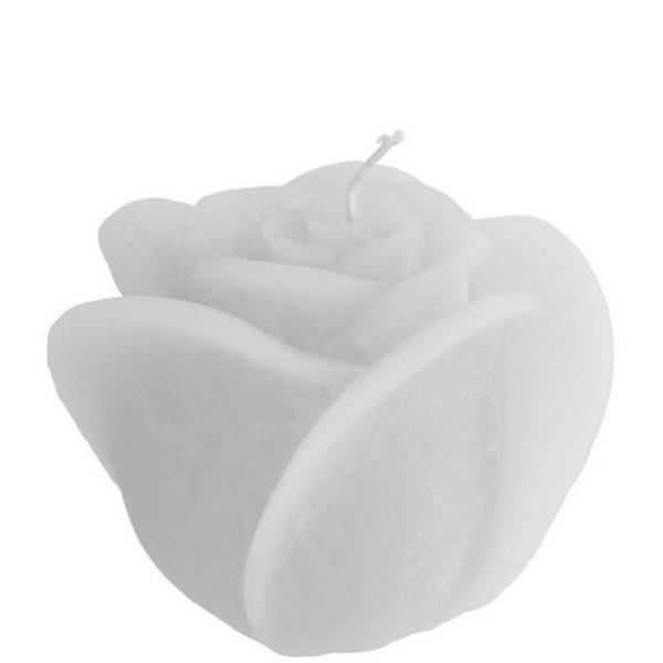 Partytischdecke.de | Rosenkerze weiss durchgefärbt Ø 9 x 6 cm
