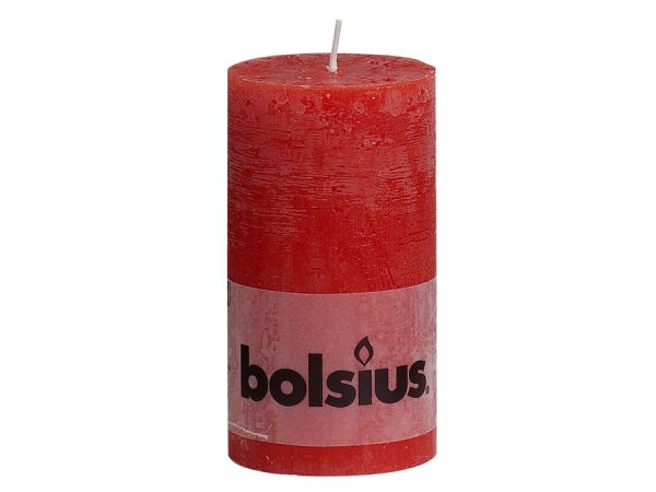 Partytischdecke.de | Kerze Bolsius Rustic Ø 6,8 x 13 cm rot