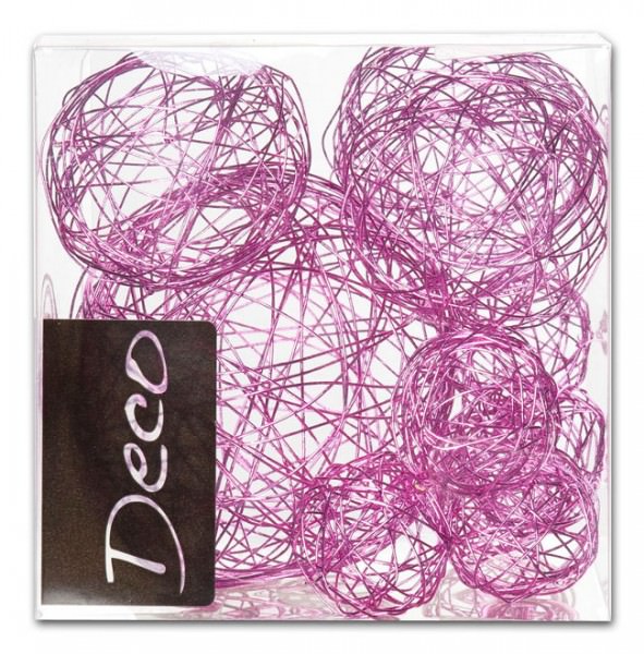 Partytischdecke.de | Drahtbälle Set 10 tlg. pink in Klarsichtbox