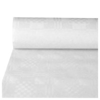 Partytischdecke.de | Papiertischdecke Damastprägung 0,8 m x 50 m weiss