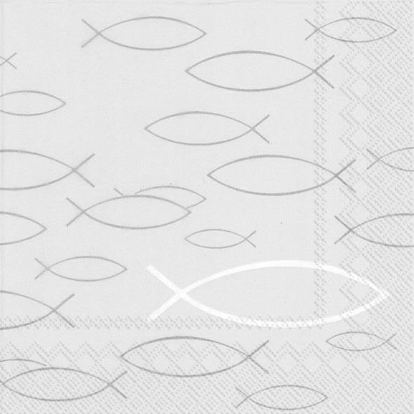 Partytischdecke.de | IHR Serviette 33x33 PEACEFUL FISH grey