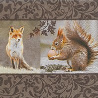 Partytischdecke.de | Servietten 33x33 Fox meets squirrel 20 Stück
