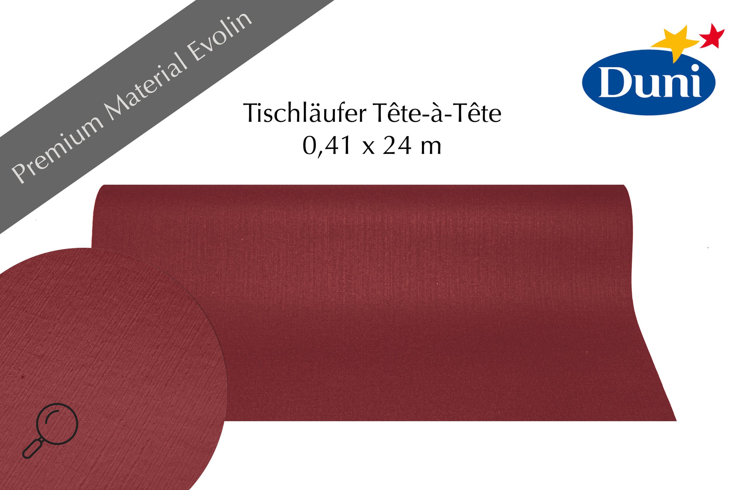 Tischläufer Duni Tête-à-Tête 0,41 x 24 m bordeaux in vielen Farben von Duni  - passend zur Saison!