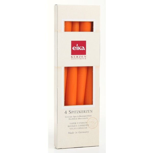 Partytischdecke.de | Eika Spitzkerze orange 8h 4er Pack