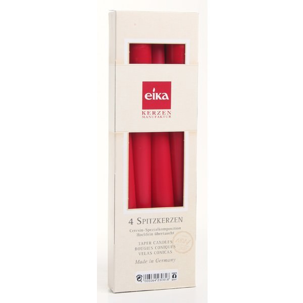 Partytischdecke.de | Eika Spitzkerze rot 8h 4er Pack