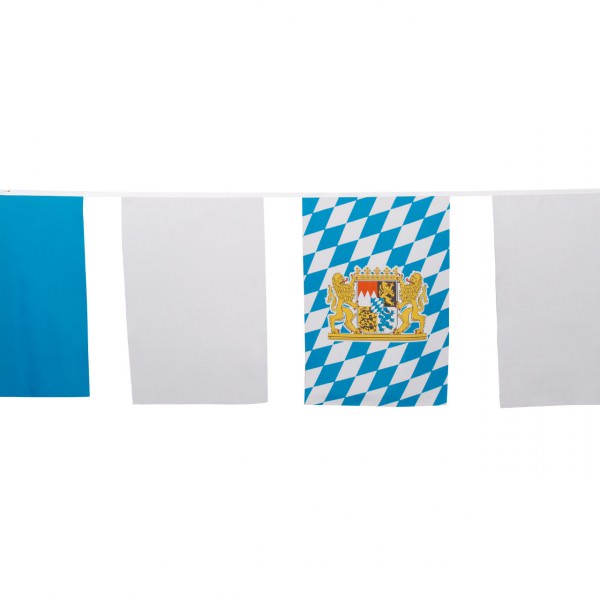 Partytischdecke.de | Flaggenkette Bayern 10 m, wetterfest, weiß-blau