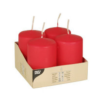 Partytischdecke.de | Stumpenkerzen Ø 5 x 8 rot 4er Pack