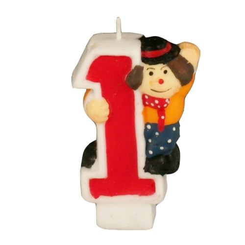 Partytischdecke.de | Zahlenkerze 8 cm | 1 | Clown 1 Stück