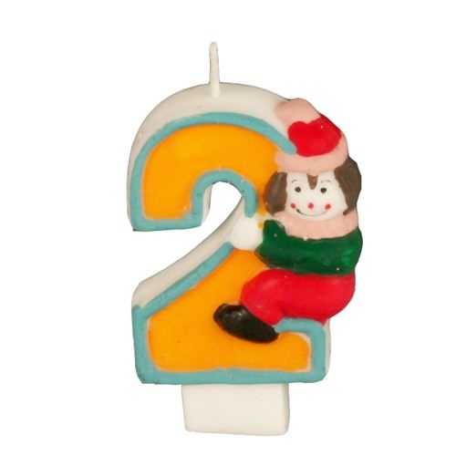 Partytischdecke.de | Zahlenkerze 8 cm | 2 | Clown 1 Stück
