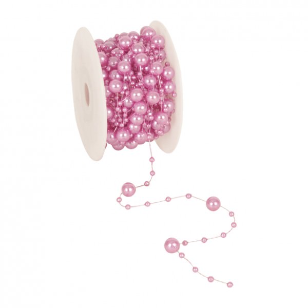 Partytischdecke.de | Perlenband 8 mm x 10 m pink 1 Rolle