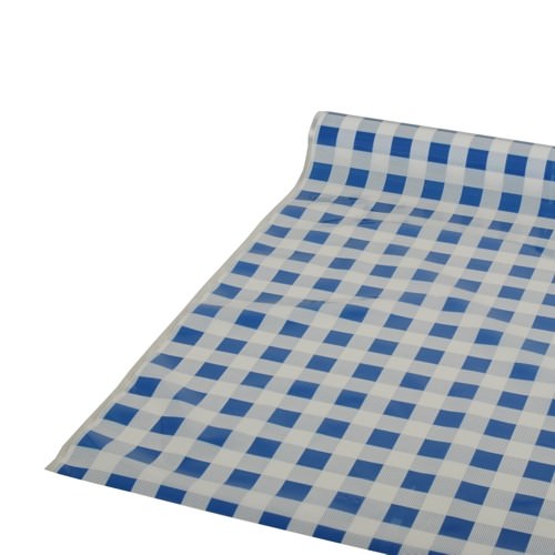 Partytischdecke.de | Folientischdecke 0,8 x 50 m Karo blau