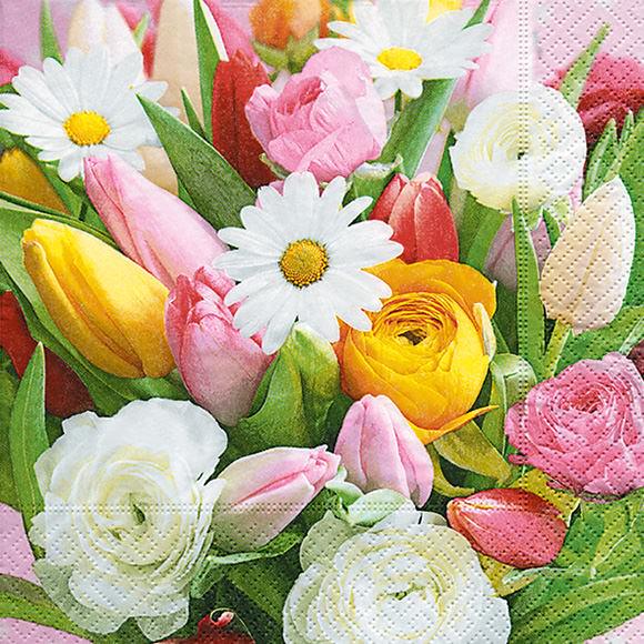 Partytischdecke.de | Serviette bunte Blumen 25x25