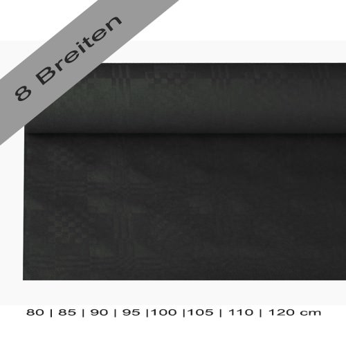Partytischdecke.de | Papiertischdecke Damastprägung 8 lfm schwarz