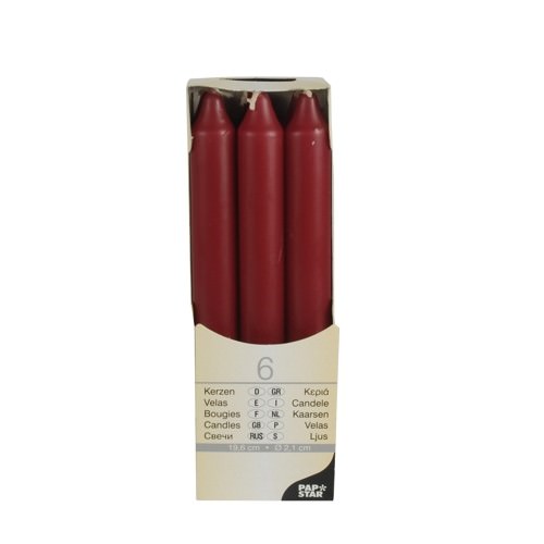 Partytischdecke.de | Stabkerzen bordeaux 7h 6er Pack
