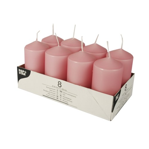 Stumpenkerzen Ø 5 x 10 altrosa 8er Pack