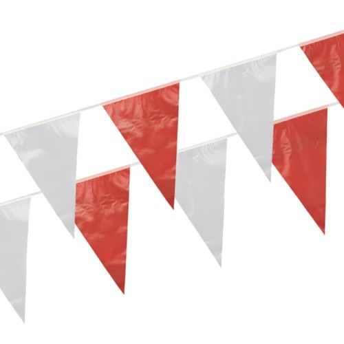 Partytischdecke.de | Wimpelkette 10 m rot-weiss 1 Stück