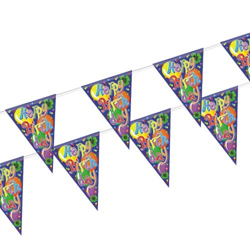 Partytischdecke.de | Wimpelkette Folie 4 m Happy Birthday 1 Stück